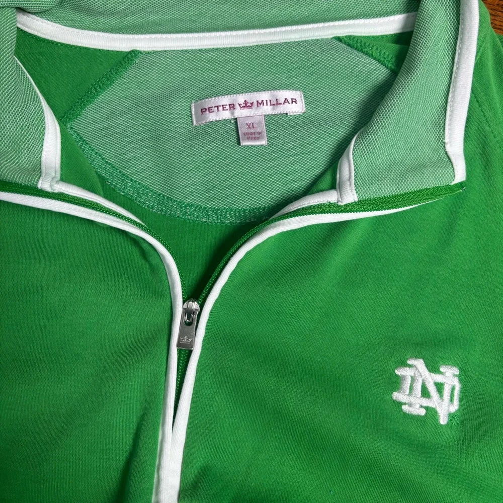 Peter Millar Green 1/4‑Zip Pullover University of Notre Dame Logo Women’s XL - Picture 5 of 8